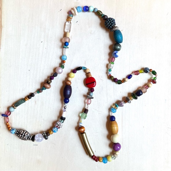 HANDMADE GLASS NECKLACE | Glass Chunkies One of a Kind Readymade Necklace - Picture 8 of 9